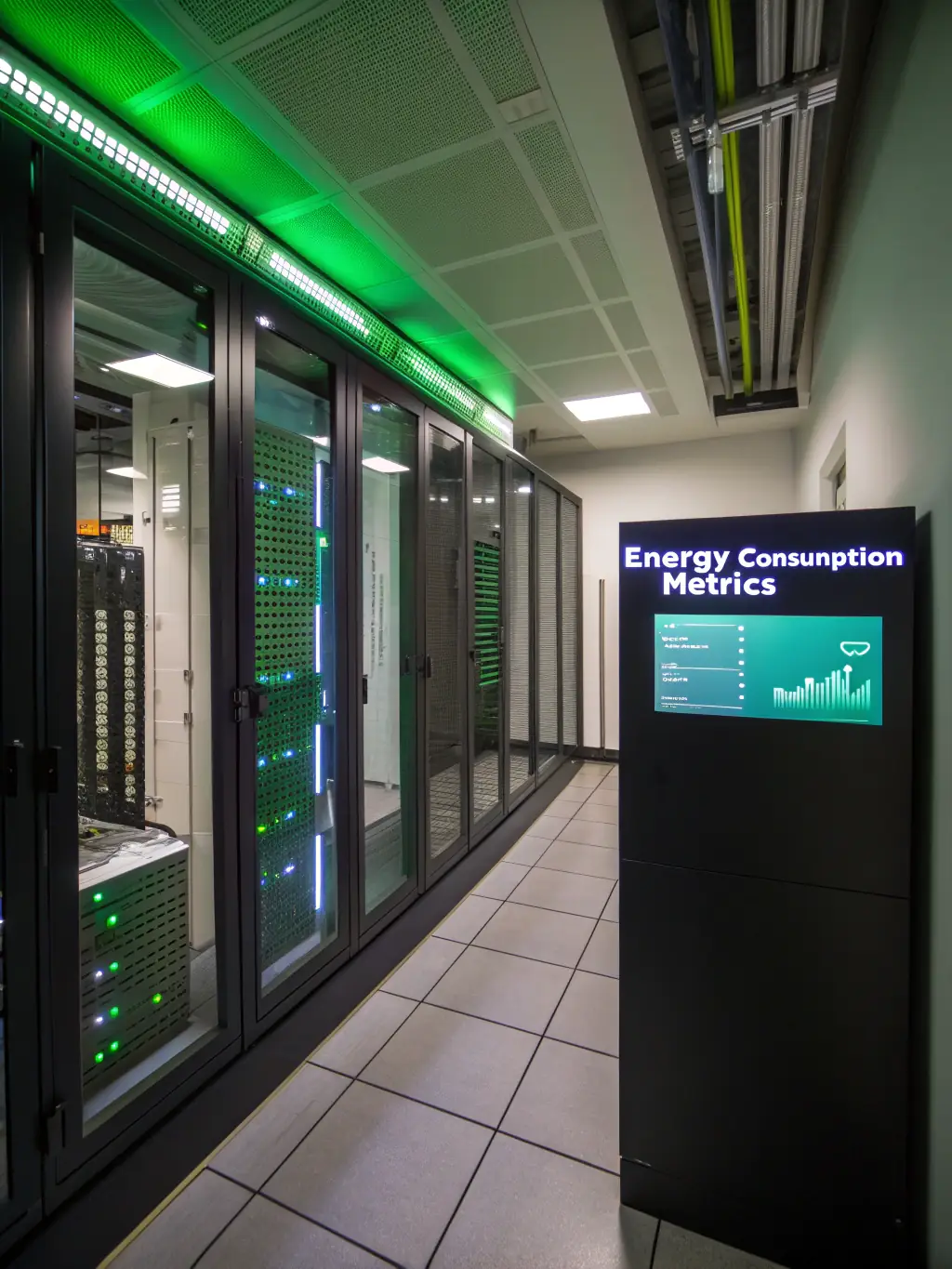 A server room powered by solar panels, showcasing Zero-Carbon's dedication to using renewable energy for its data infrastructure.